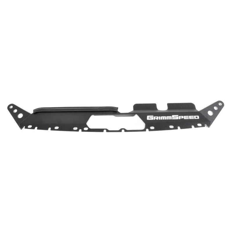 Black powder-coated GrimmSpeed aluminum radiator shroud for 2015-2021 Subaru WRX and STI.