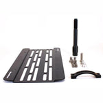 GrimmSpeed black license plate relocation kit with tow hook adapter and hardware