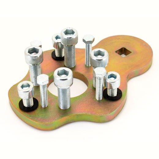 Heavy-duty laser-cut steel GrimmSpeed crank pulley removal and installation tool for Subaru engines