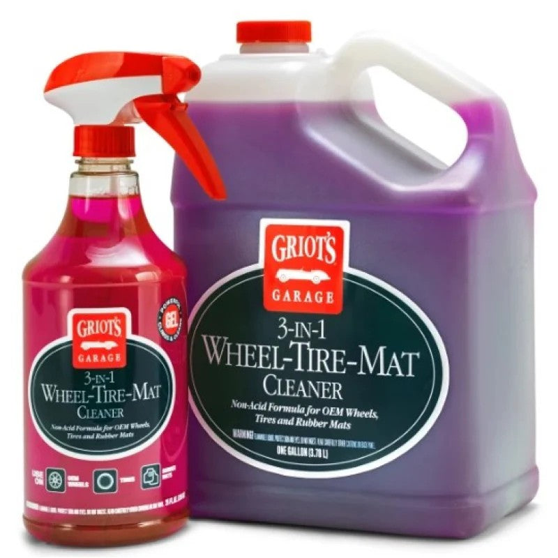 25oz spray bottle of Griot's Garage 3-in-1 Wheel, Tire, and Mat Cleaner