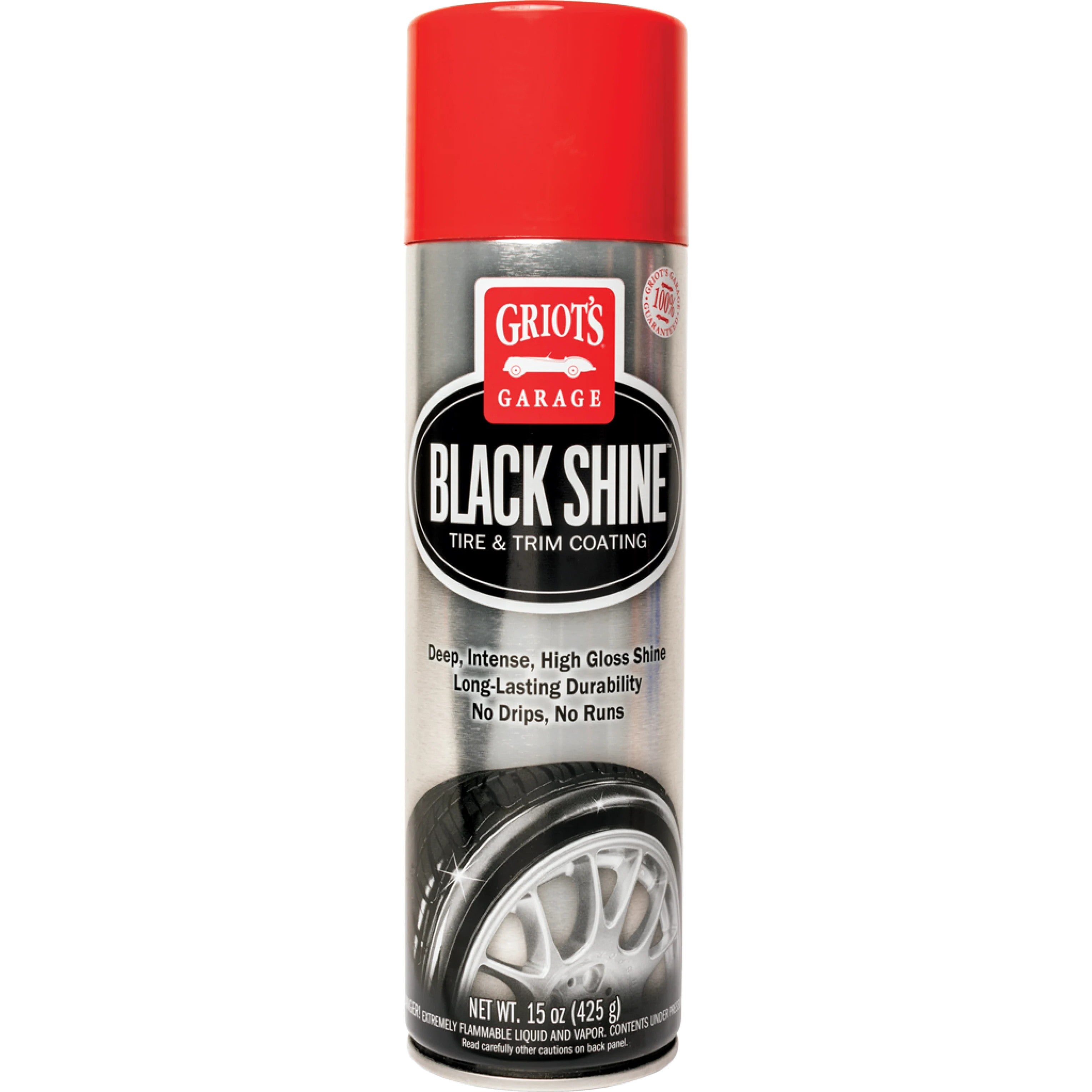 15oz aerosol spray can of Griot's Garage Black Shine Tire and Trim Coating