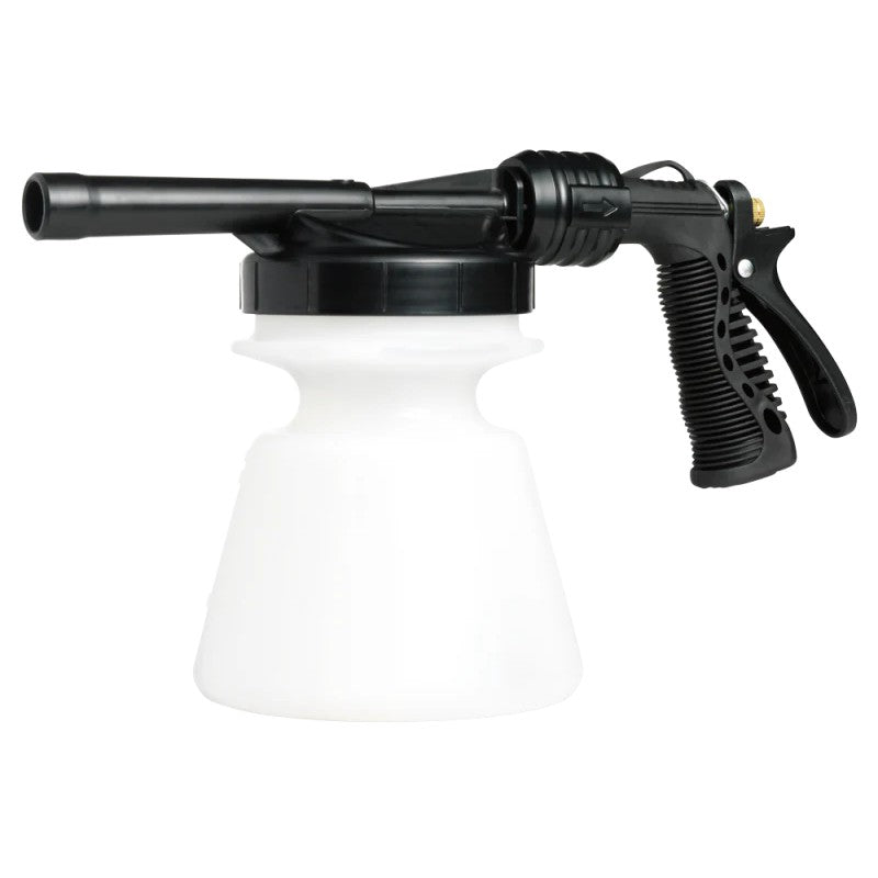 Griot's Garage white and clear foaming trigger sprayer with ergonomic handle and specialized aeration nozzle.