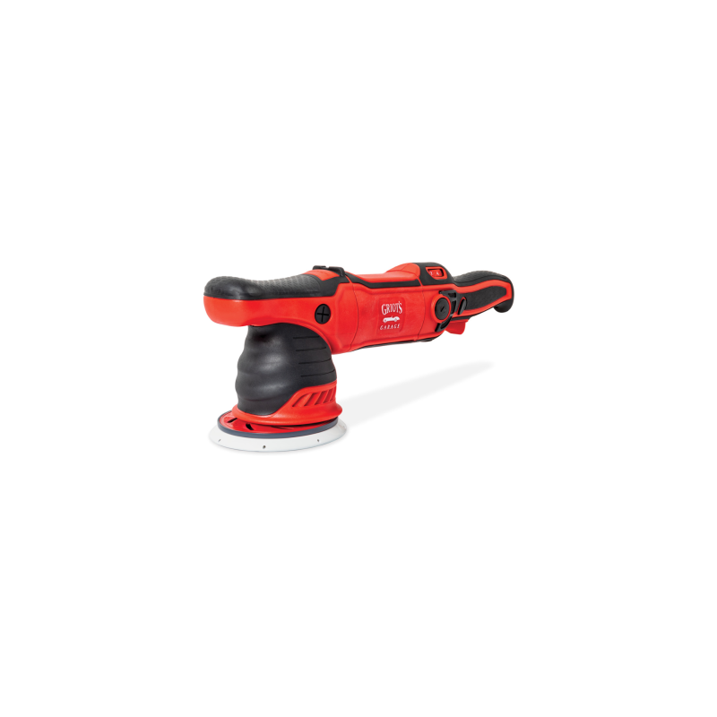 Griot's Garage G15 long throw orbital polisher featuring a black and yellow ergonomic body and power cord.