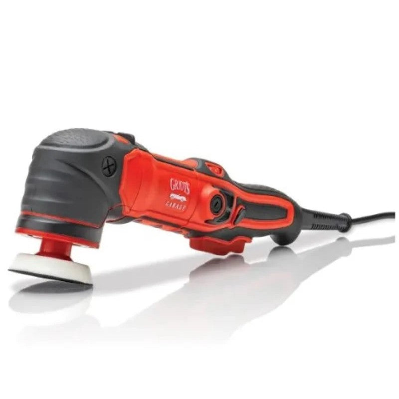 Griots Garage GR3 Mini Rotary Polisher featuring a compact red and black body for precision paint detailing.