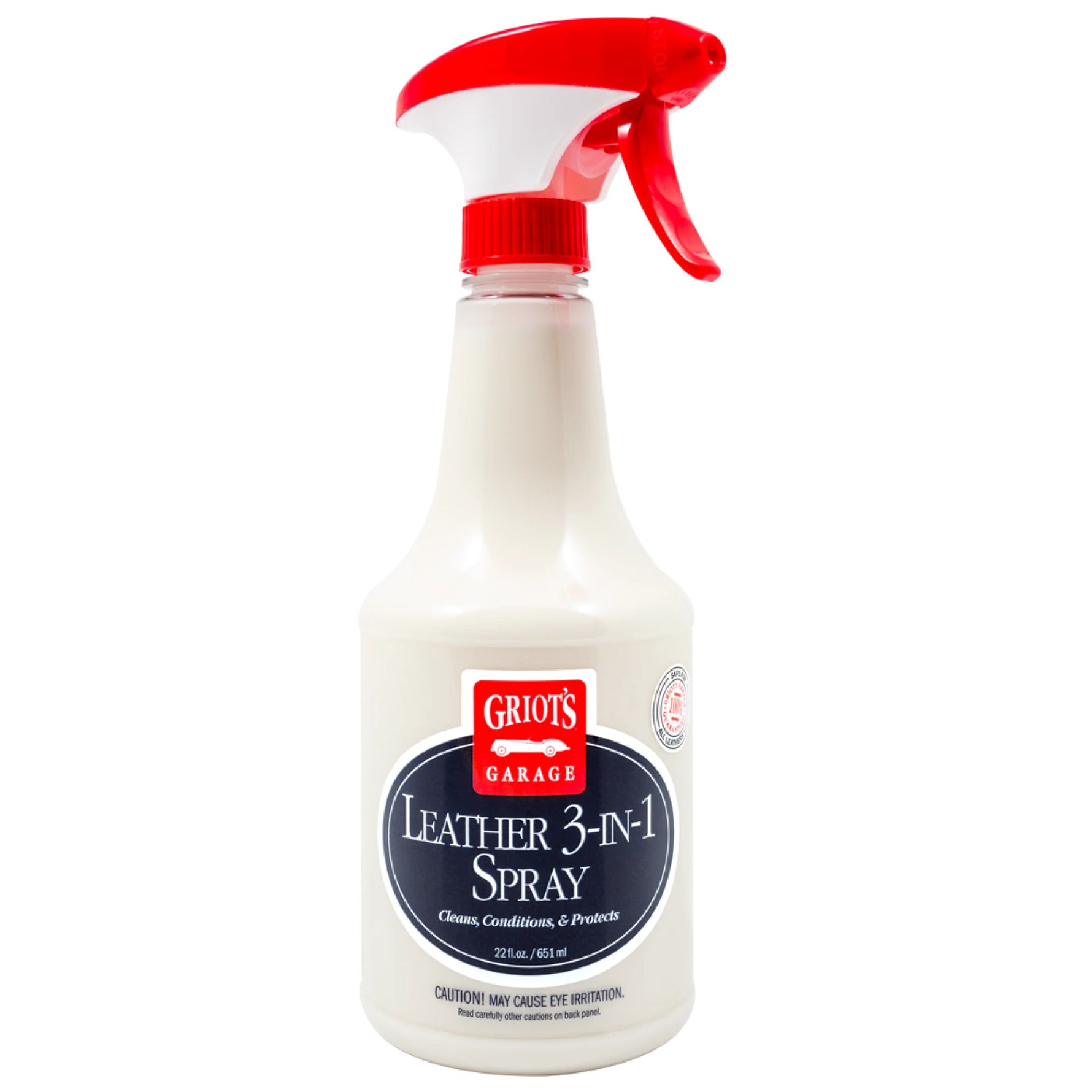 22oz spray bottle of Griot's Garage Leather 3-in-1 cleaner, conditioner, and UV protectant.