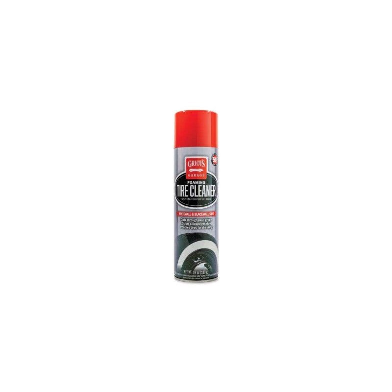 19oz aerosol can of Griot's Garage Tire Cleaner featuring a spray nozzle and the red and white brand label.