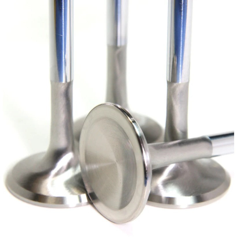Set of 8 GSC Power-Division chrome polished super alloy 33mm +1mm oversize exhaust valves for EJ series engines.