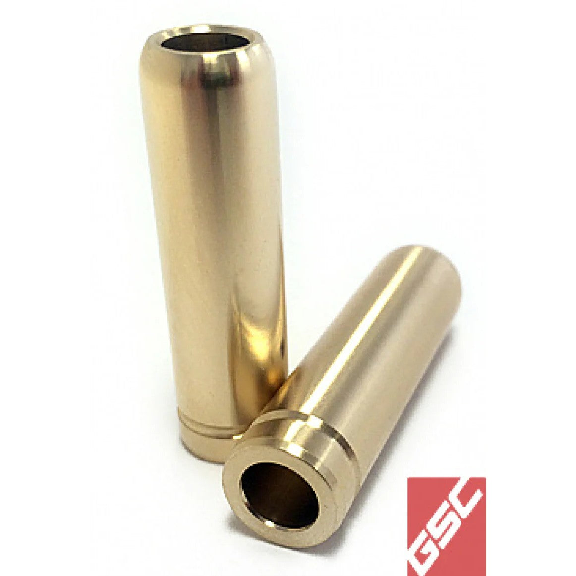 Set of 24 precision-machined manganese bronze exhaust valve guides for Nissan VK56 engines.