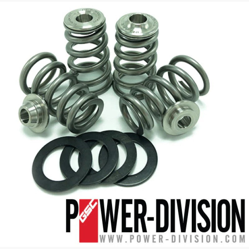 GSC Power-Division high-pressure conical valve springs and titanium retainers for Nissan VR38DETT engines.