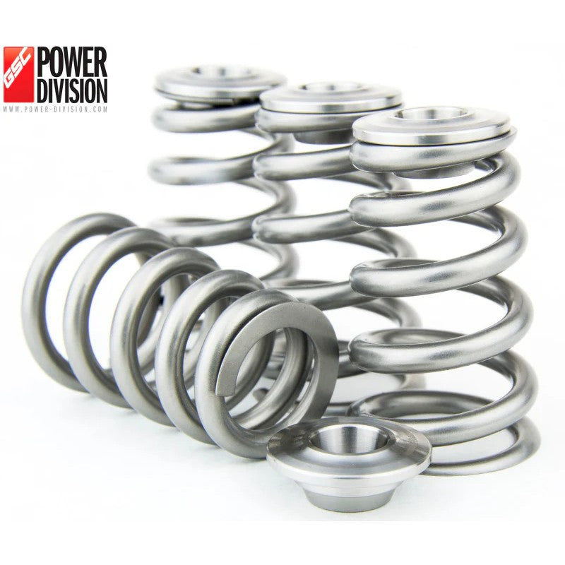 GSC Power-Division conical valve springs and titanium retainers for Toyota 3SGTE valvetrain upgrade.