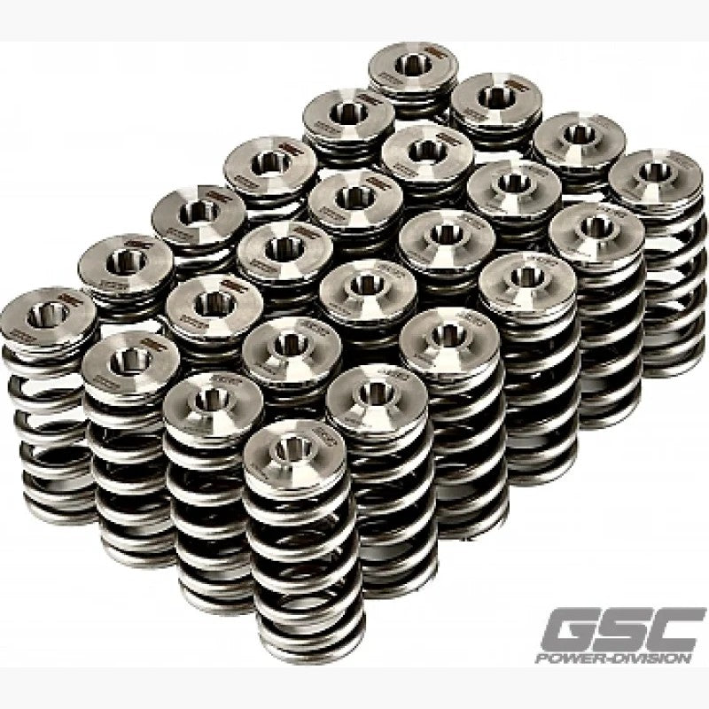 GSC Power-Division beehive valve springs and silver titanium retainers for B58 engine valvetrain upgrade.