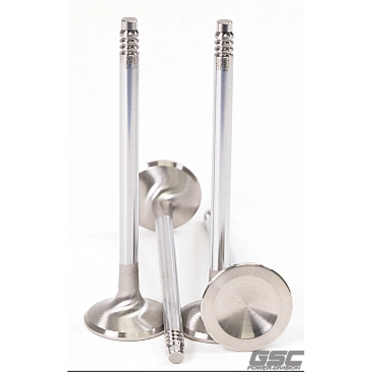 Set of 12 GSC Power-Division chrome polished 30.1mm intake valves for BMW B58 and S58 engines.