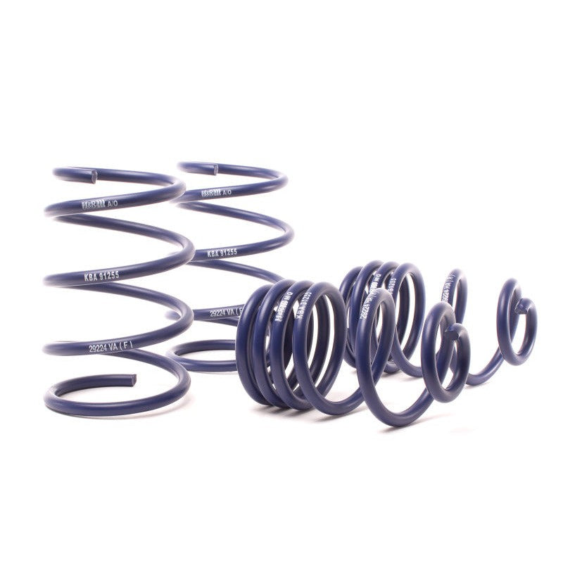 H&R Sport Spring kit for 2004-2010 BMW X3 E83 featuring blue powder-coated progressive rate coils.