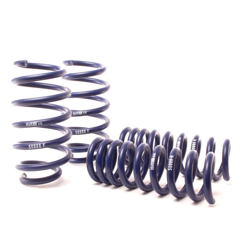 Set of four blue H&R Sport Springs for 2006-2020 Dodge Challenger and Charger
