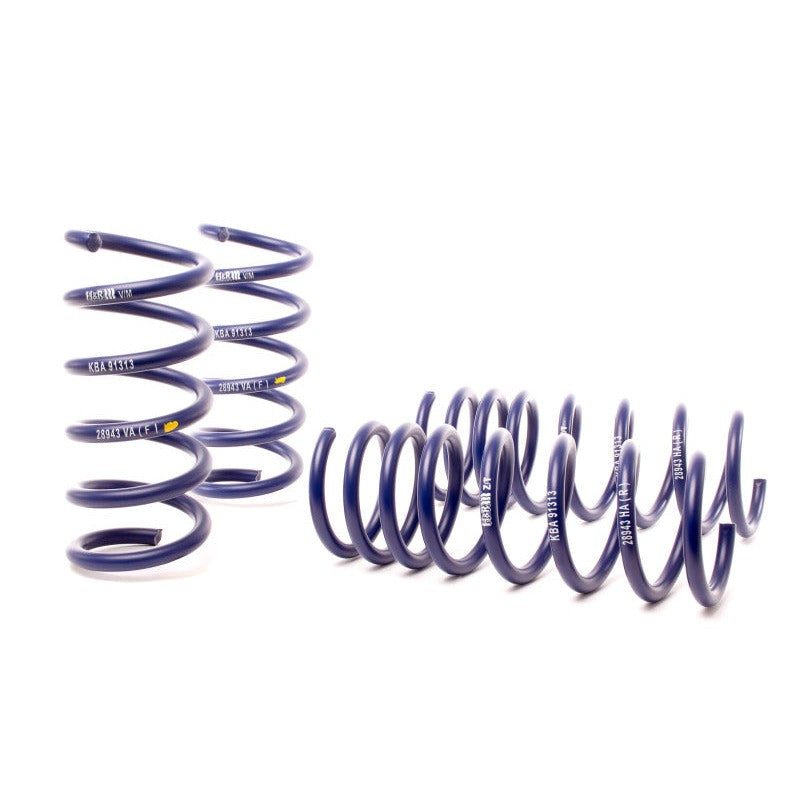 H&R Sport Spring lowering kit for 2011-2016 Volkswagen Touareg, blue finish steel coil springs.
