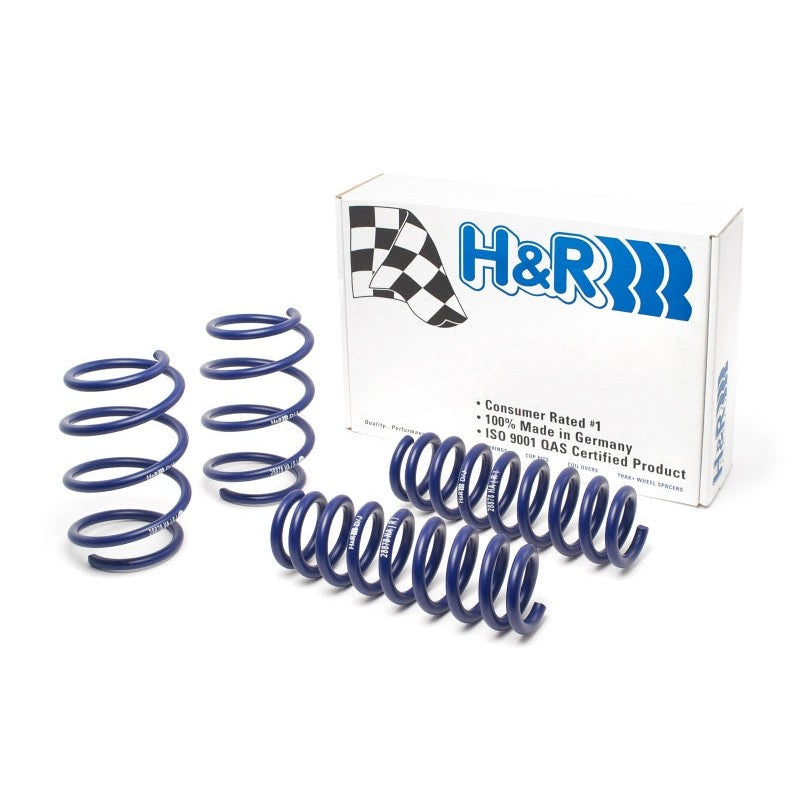 Set of four blue H&R Sport Springs for BMW F30 and F32 chassis vehicles.