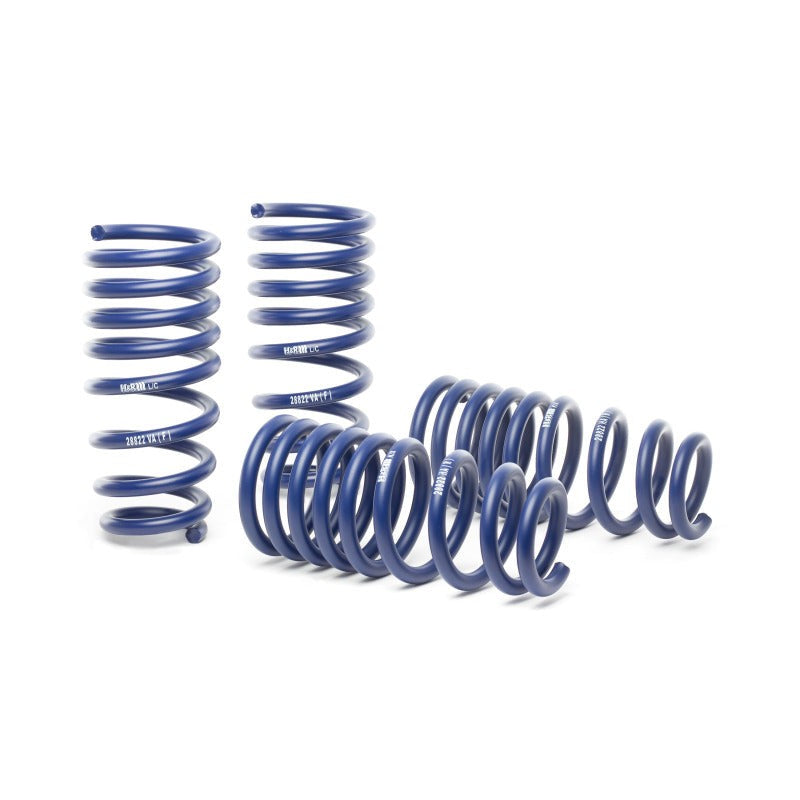 Blue H&R Sport Spring kit for 2014-2020 Jaguar F-Type showing progressive coil design.