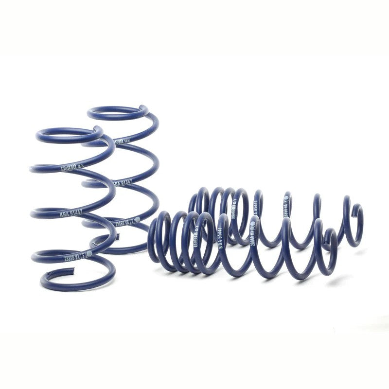 Set of blue H&R Sport Springs for 2015-2020 Audi A3 2WD sedan suspension.