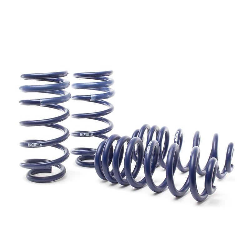 A set of four blue H&R Super Sport progressive lowering springs for 2018-2020 Audi Q5 models.