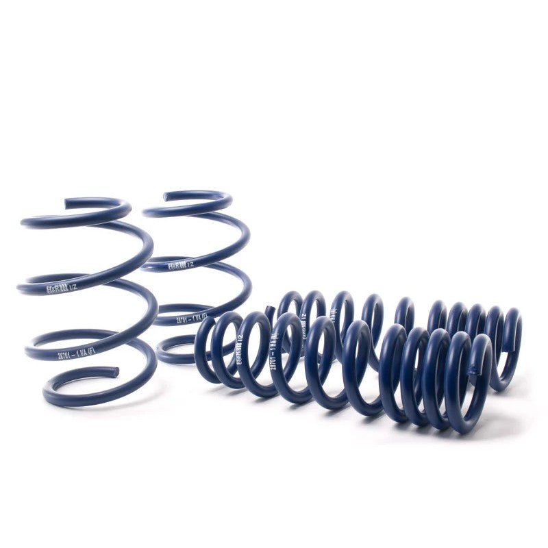 A set of blue H&R Sport Springs (MPN 28701-1) for 2018-2020 Kia Stinger suspension lowering.