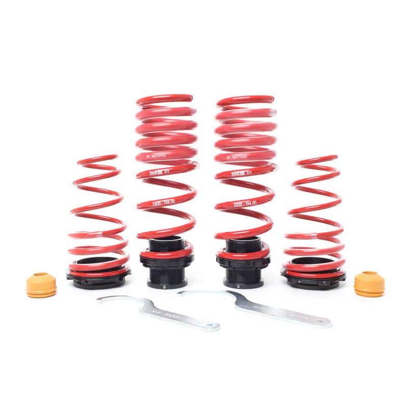 H&R VTF adjustable lowering spring kit with blue springs and threaded height adjusters for Porsche 911 992