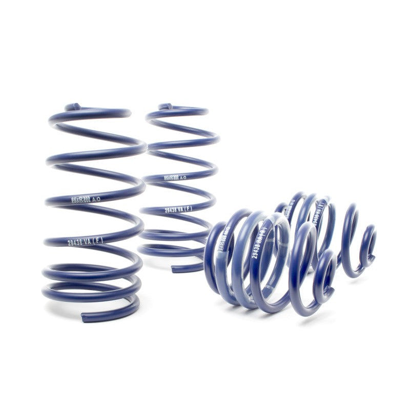 A set of blue H&R Sport Springs for 2004 Volkswagen Golf and R32 models.