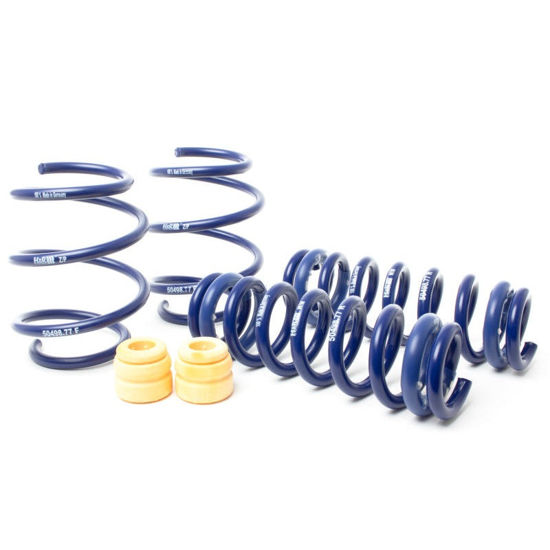 Set of four blue H&R Super Sport lowering springs for 2022-2026 BMW M3 G80 chassis.