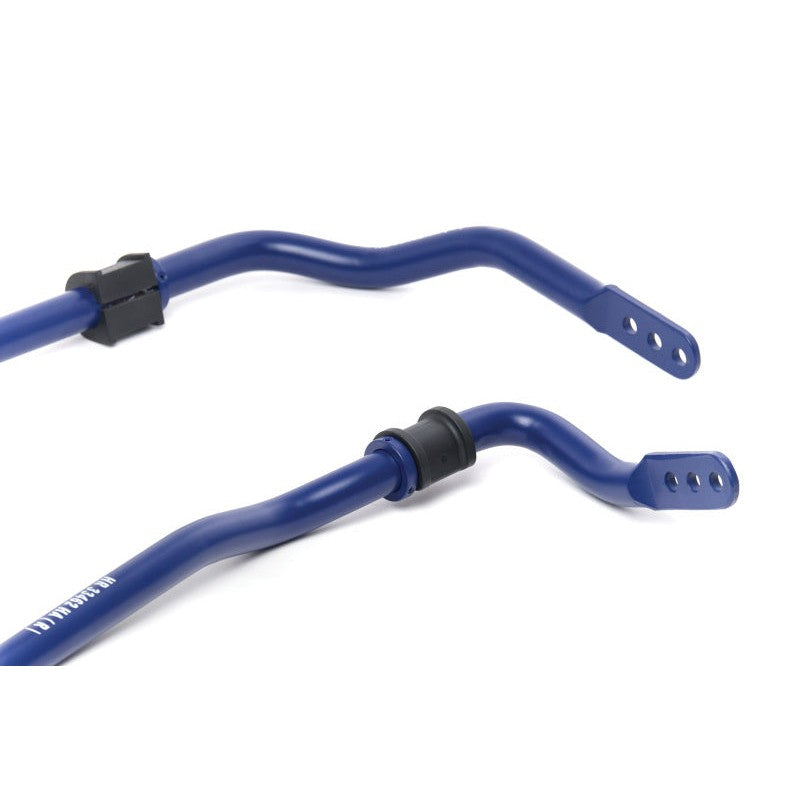 H&R 27mm non-adjustable rear sport sway bar with blue finish and composite bushings for 2021-2026 BMW M2, M3, and M4.