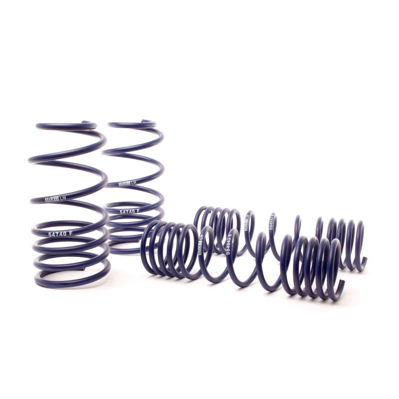 Set of four blue H&R Sport Springs for 1980-1984 Volkswagen Jetta, Rabbit, and Scirocco MK1 models.