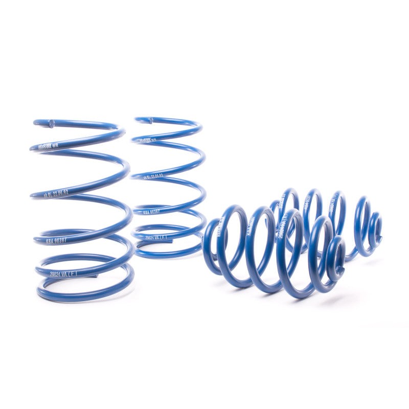 Blue H&R Sport lowering springs for 1992-1998 BMW E36 3-Series models.