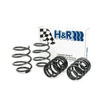 H&R blue powder-coated progressive rate lowering springs for BMW E46 3-Series