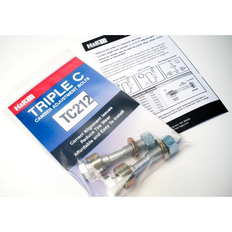 H&R TC114 14mm Triple Camber Adjustment Bolts featuring eccentric cam design for McPherson strut alignment.
