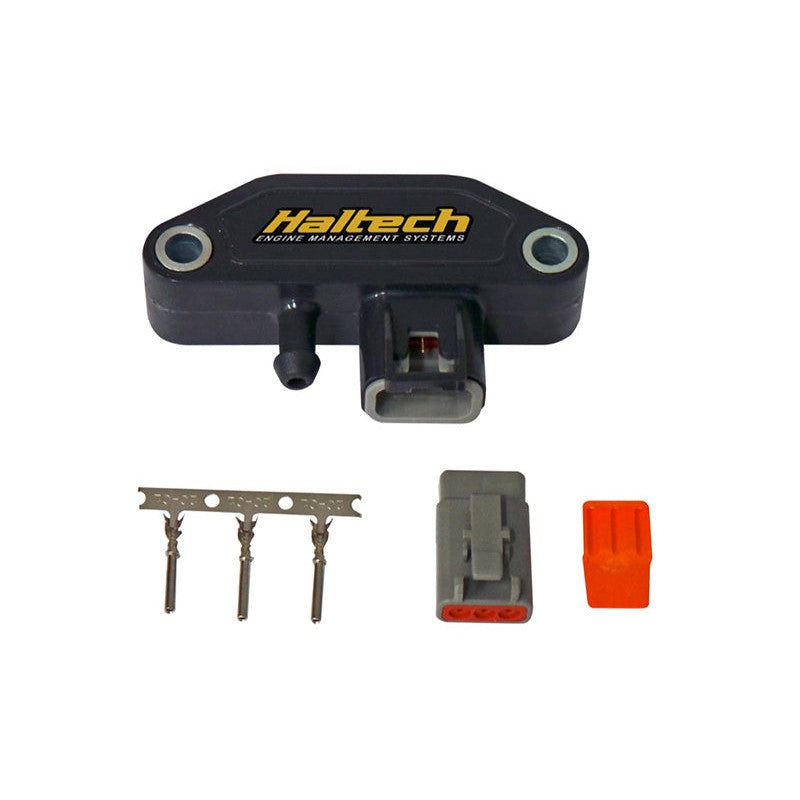 Haltech 4 Bar Motorsport MAP sensor with black composite housing and 3-pin connector interface