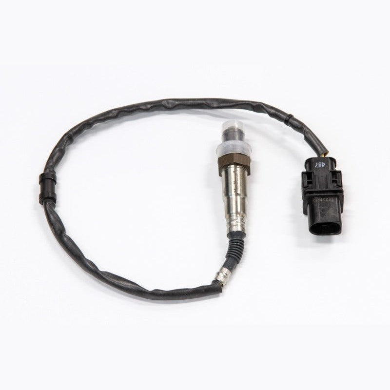 Haltech Bosch LSU 4.9 wideband oxygen sensor with integrated calibration resistor connector and wiring harness.