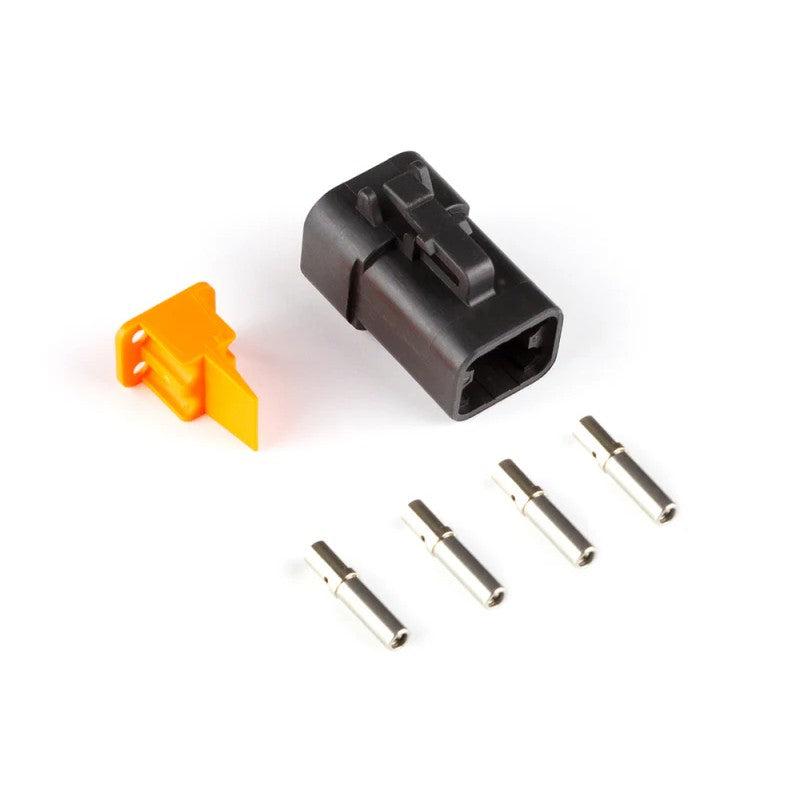 Haltech DTP-4 4-way 25A male Deutsch DTP-06-4S connector plug with wedgelock and pins HT-031201