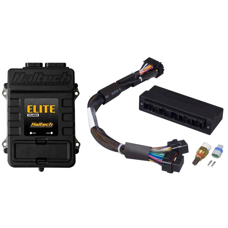 Haltech Elite 1500 ECU with vehicle-specific OBD1 adaptor harness and air temperature sensor.