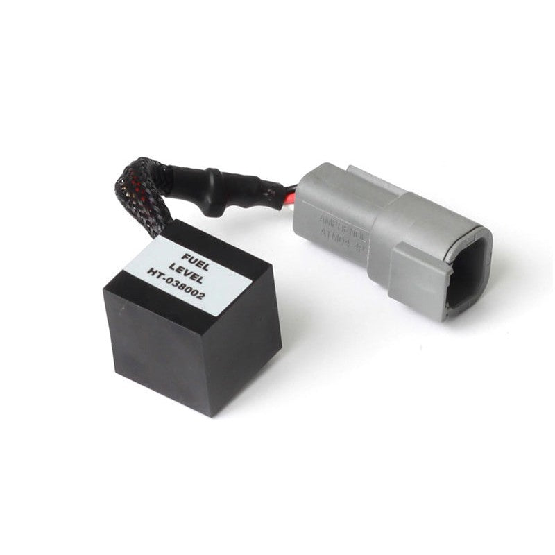 Haltech fuel level sender signal conditioner module and matching Deutsch DTM 4 connector set.