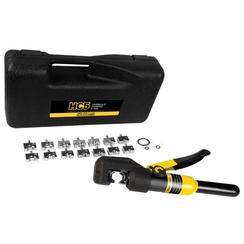 Haltech HC5 5-ton hydraulic crimping tool for 00 to 12 AWG automotive electrical cables