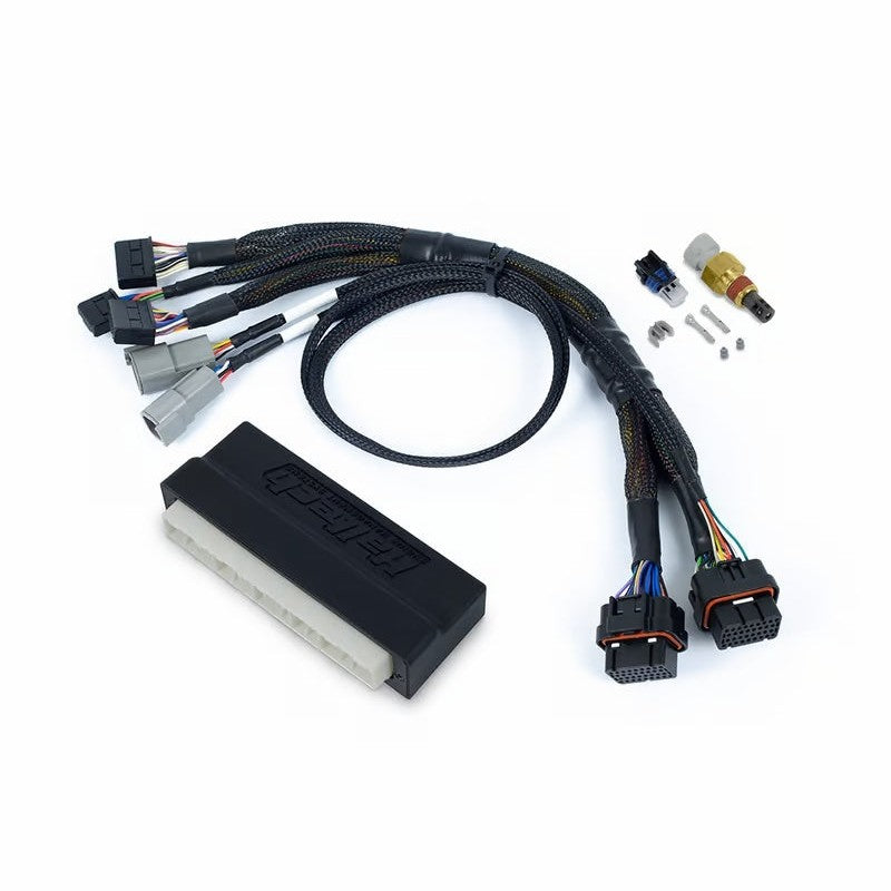 Haltech NEXUS S2/S3 plug-and-play adapter harness featuring multi-pin automotive connectors and protective loom.