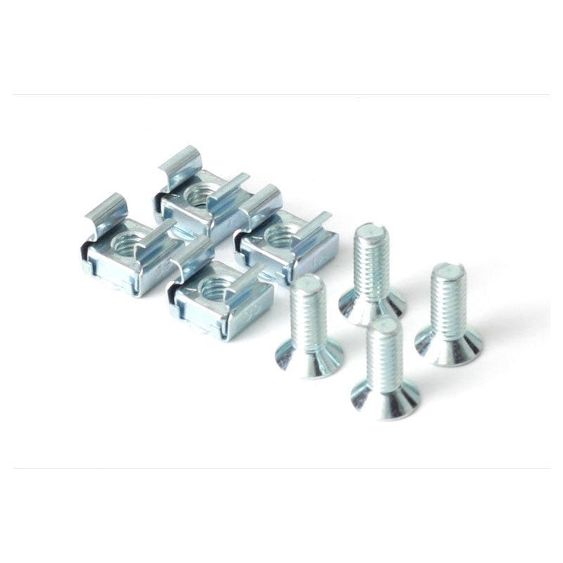 Set of four Haltech rail-type mounting brackets and hardware for silver extrusion ECU housings.