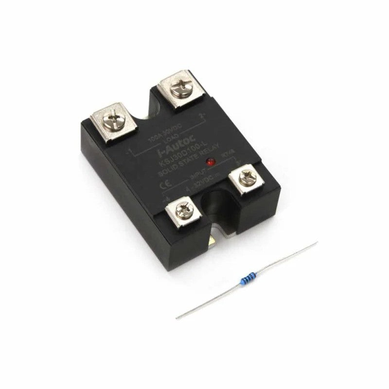 Haltech HT-030202 100 Amp solid state relay module with terminal connections and mounting base