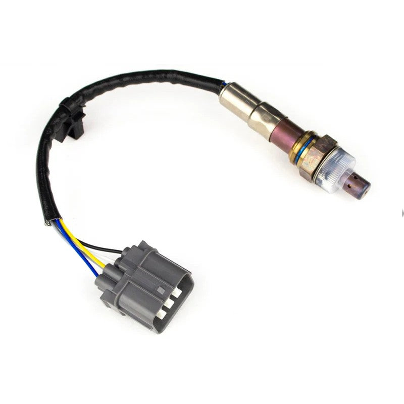Haltech NTK LZA08-H5 wideband oxygen sensor featuring the specialized spring steel radial shroud at the sensor tip.