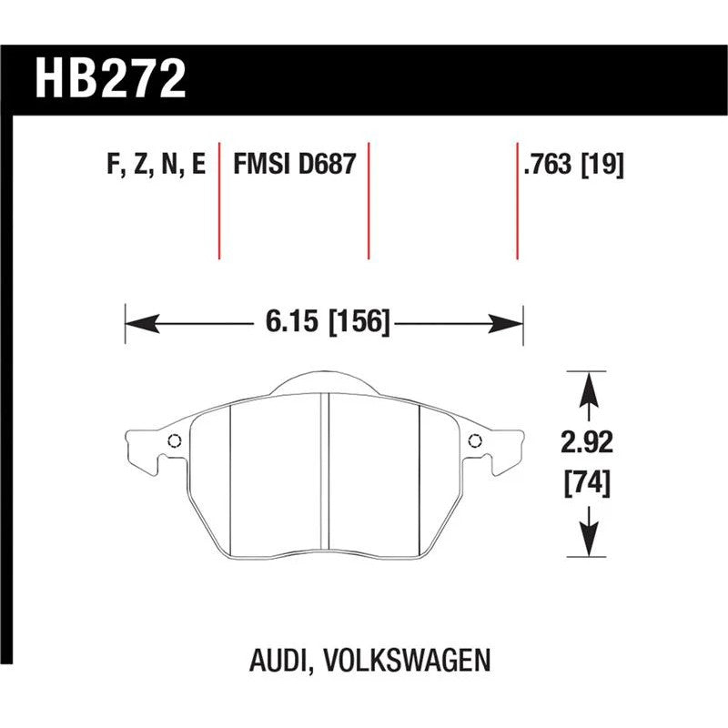 Hawk Performance Blue 9012 Race front brake pads set for select Audi and Volkswagen models