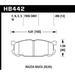 Hawk Performance DTC-30 rear brake pads for 2001-2005 Mazda Miata (HB442W.496).