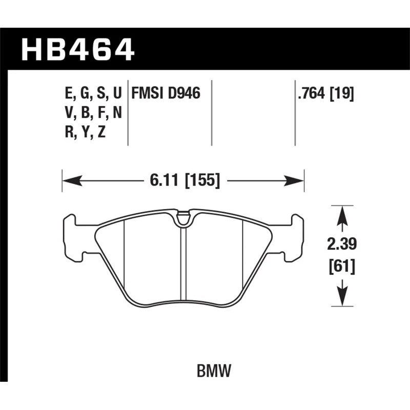 Hawk Performance Ceramic front brake pad set for select 2001-2014 BMW 330i, M3, X3, and Z4 models.