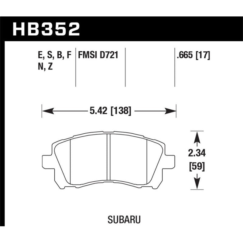 Hawk Performance Ceramic brake pads for 1997-2002 Subaru Forester, Impreza, and Legacy