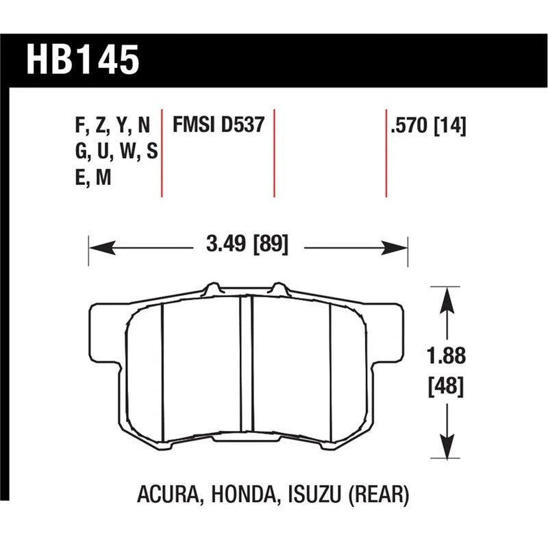 Hawk Performance DTC-70 race compound rear brake pad set for Acura and Honda models
