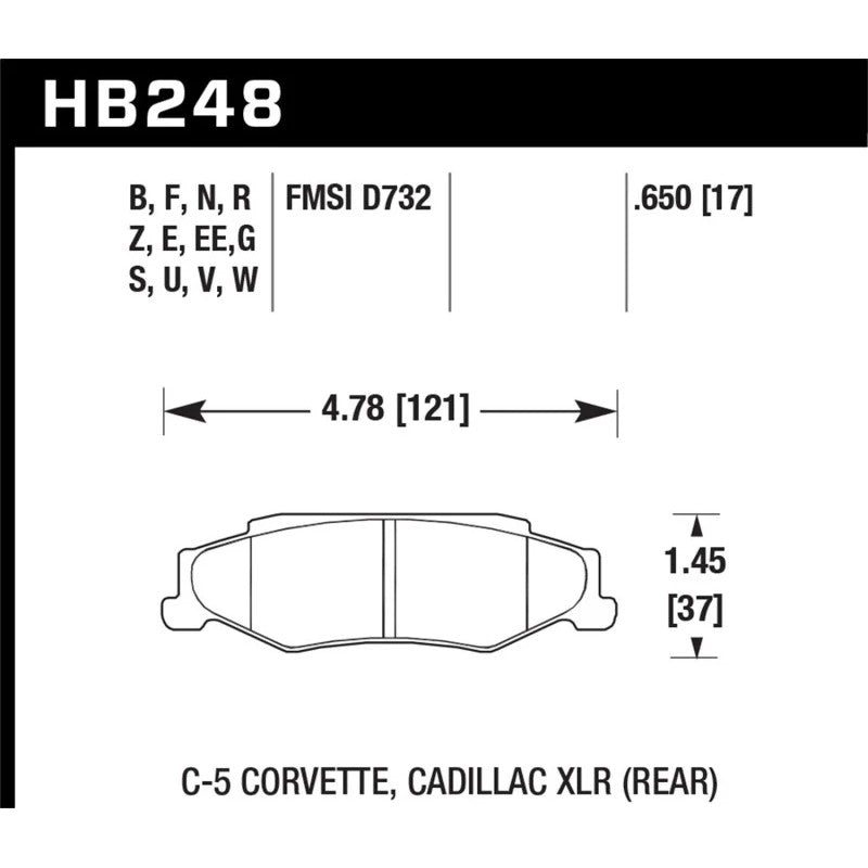 Hawk Performance ER-1 endurance racing rear brake pads for C5 and C6 Chevrolet Corvette