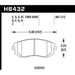 Hawk Performance Ceramic front brake pad set HB432Z.661 for select Subaru and Saab vehicles