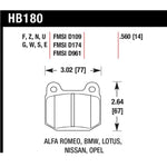 Hawk Performance Ceramic rear brake pad set for performance street vehicles, part number HB180Z.560.